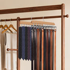 Tie Rack Hanger for Closet, 2 in 1 Belt Tie Hangers with 20 Folding Hooks, 360 Degree Rotating Wooden Tie Holder Organizer for Men Ties Belts Scarves Tank Tops Accessories, Wood (1 Pack)