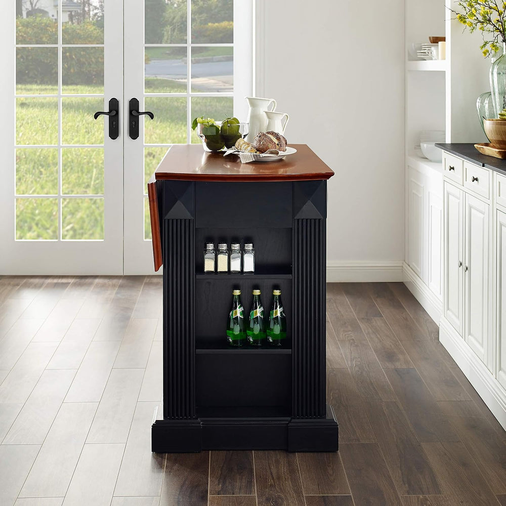 Crosley Furniture Drop Leaf Kitchen Island/Breakfast Bar, Black