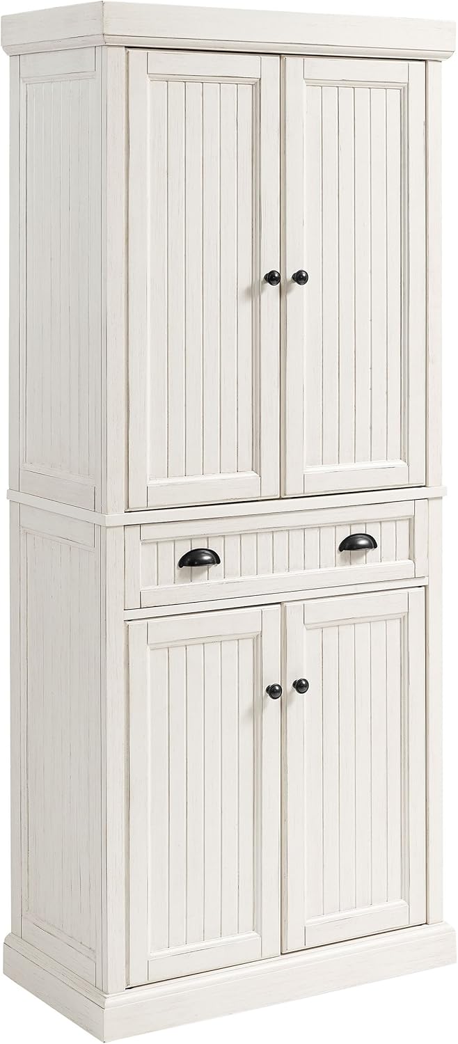 Crosley Furniture Seaside Kitchen Storage Bundle - Pantry Cabinet and Hall Tr...