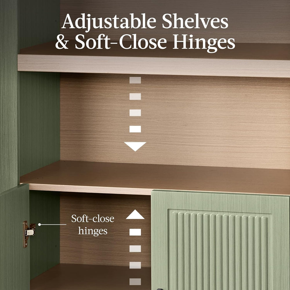 Best Choice Products 72" Tall Arched Pantry Cabinet w/Reeded Doors, 5-Ti...