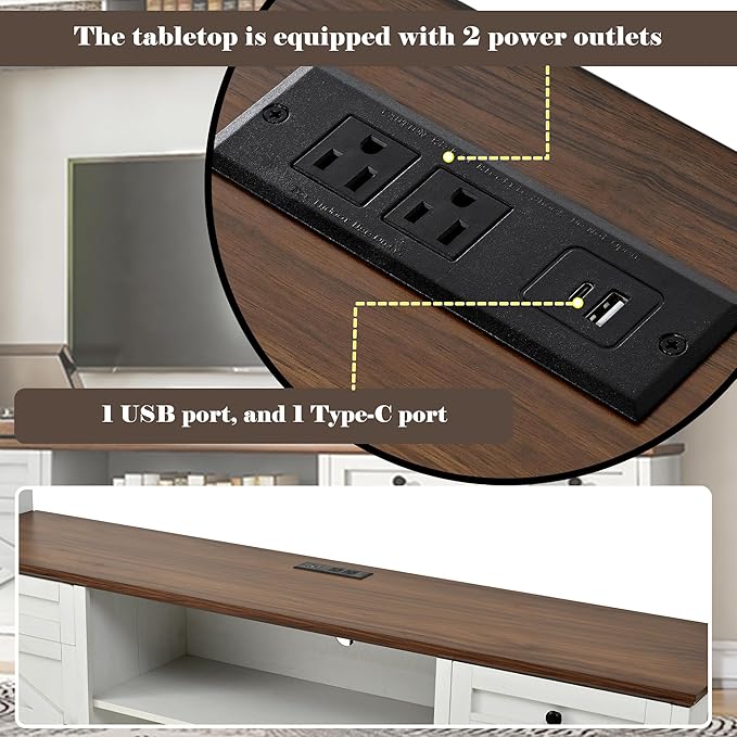 98.8" W Wall Unit Entertainment Center with Bookshelves for TVs up to 80", Modern TV Stand Media Console with Cabinets and Adjustable Shelves for Living Room (White+Walnut2)