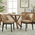 VKNOW Wooden Dining Chairs Set of 2, Upholstered Dining Room Chairs with Rubberwood Legs and Padded Seats, Kitchen Chairs for Restaurant Kitchen Living Room, Ochre Yellow