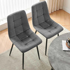 Velvet Dining Chairs Set of 4 - Grey Dining Room Chairs with Metal Legs Ideal for Kitchen, Dining Room - Kitchen Chairs Set for 4
