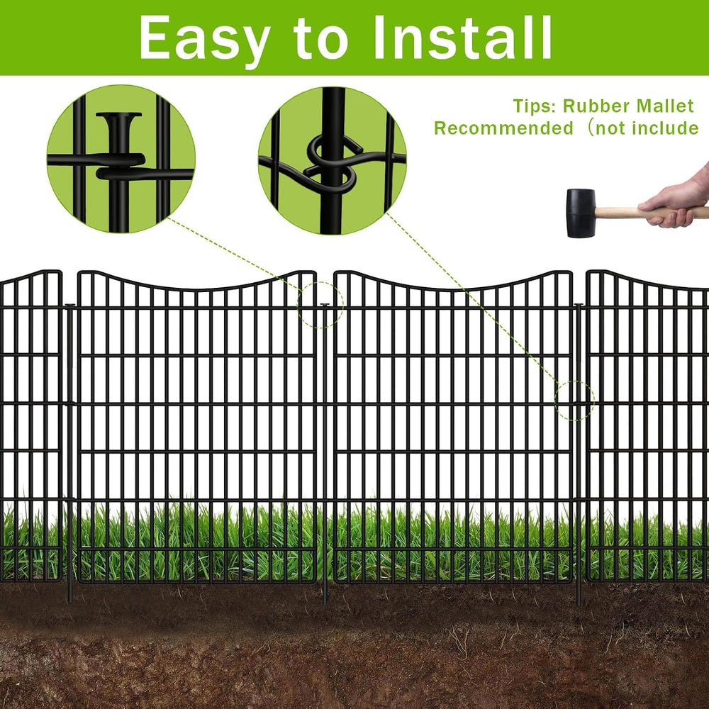 10 Panels Garden Fence Animal Barrier, 33 in(H) X 24 ft(L) Dog Fence Outdoor ...
