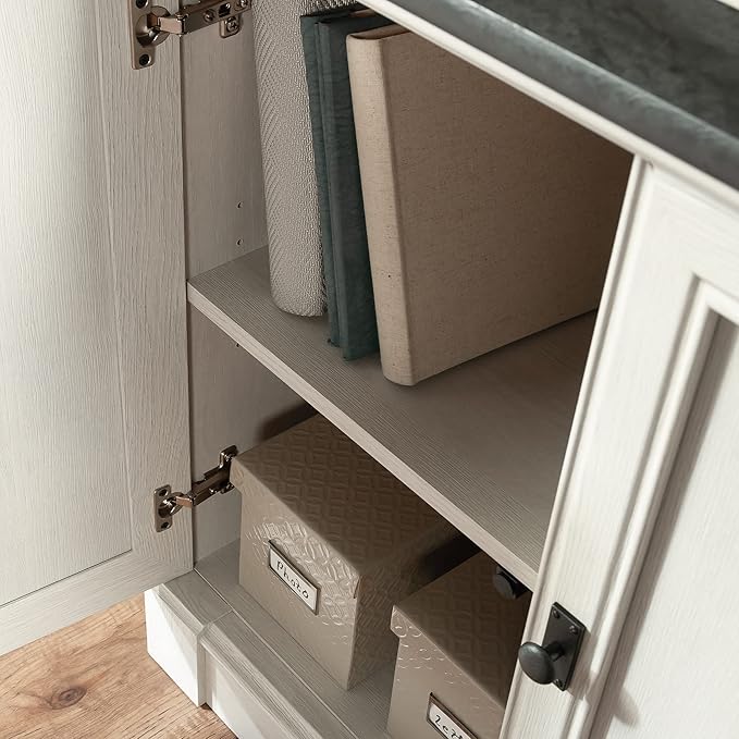 Sauder Palladia Book Shelf, Bookshelf with Storage, Library Bookcase with Doo...
