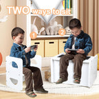 Montessori Weaning Table and Chair Set, 2 In 1 Toddler Desk and Chair Set, Wooden Kids Table and Chairs with Chalkboard, Height-Adjustable Children's Table and Chairs, Table for Toddlers 1-3