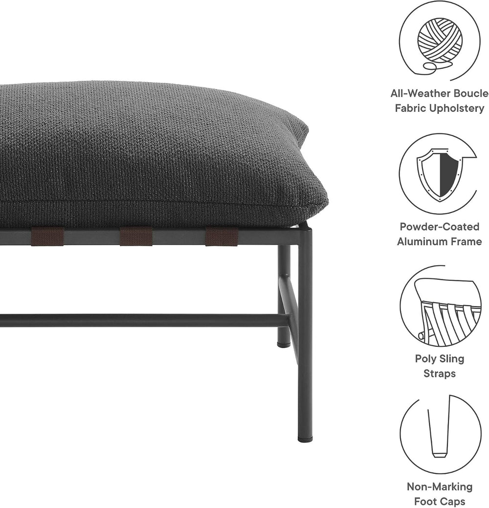 Modway Raya Outdoor Boucle Ottoman in Charcoal - Patio Sitting Stool Ottoman ...