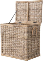Kouboo Tall Rattan Storage Basket with Handles and Lid Wicker Trunk for Bedroom, Bathroom or any Room Natural Coastal Beach Style Decor 24 in. H x 24 in. W x 16 in. D - from