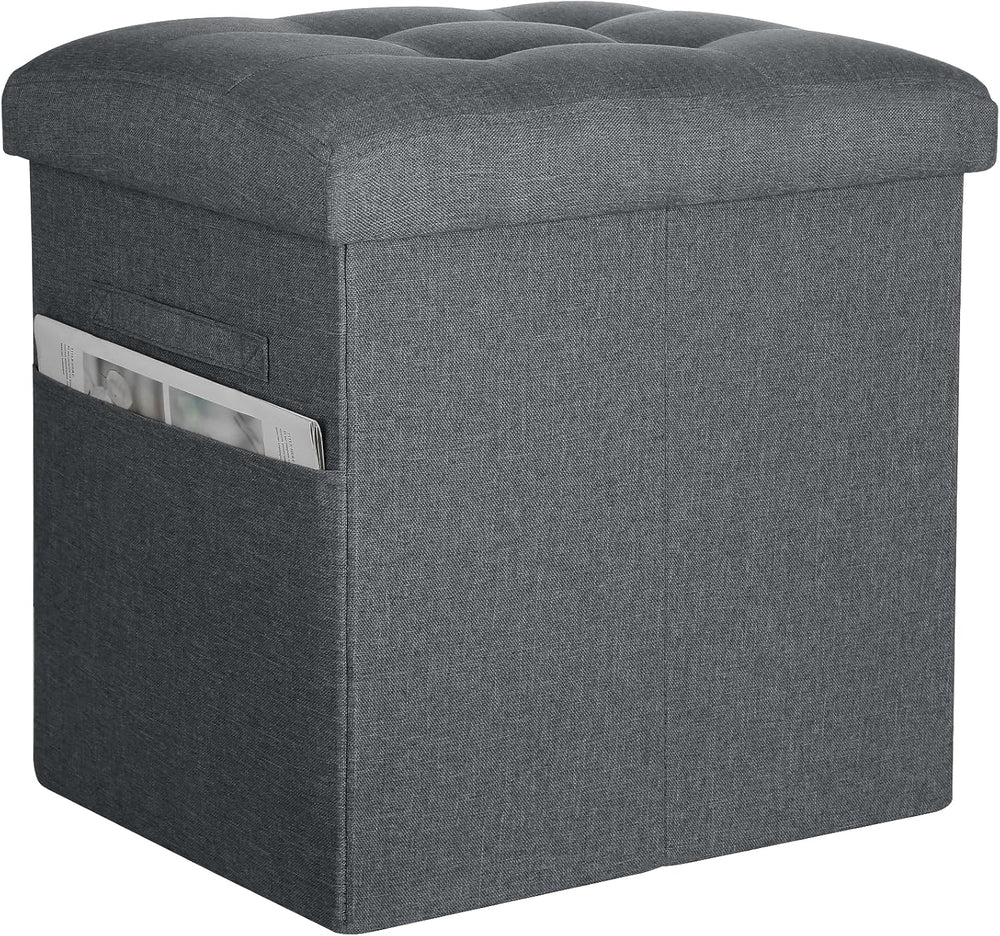 Storage Ottoman, Upgraded 17" High Foot Stools Ottoman for Dorm, Dark Gr...