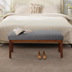 WUTUTUEE 43.5'' Linen Bedroom Bench, Upholstered End of Bed Bench, Padded Vintage Dining Bench, Entryway Bench with Solid Wood Legs, Kitchen, Living Room, Hallway, Dark Grey