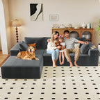 96" Modular Sectional Couch, Boneless L Shaped Cloud Sofa with Chaise Lounge, Corduroy Upholstered Couches Memory Foam Deep Seat, No Assembly Required, Ideal for Living Room(Dark Gray, Left Facing)
