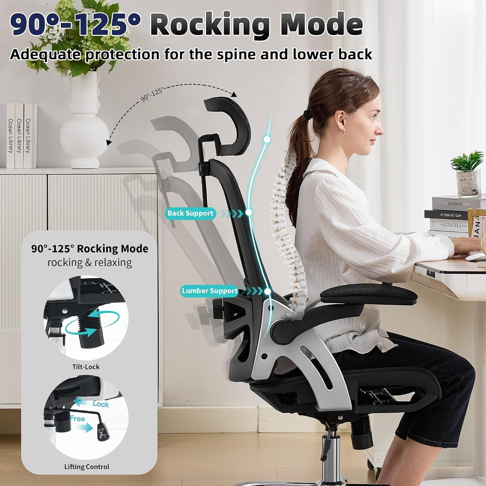 Fizzin Office Chair Mesh Desk Chair with 3D Armrests Computer Chair | Ergonom...