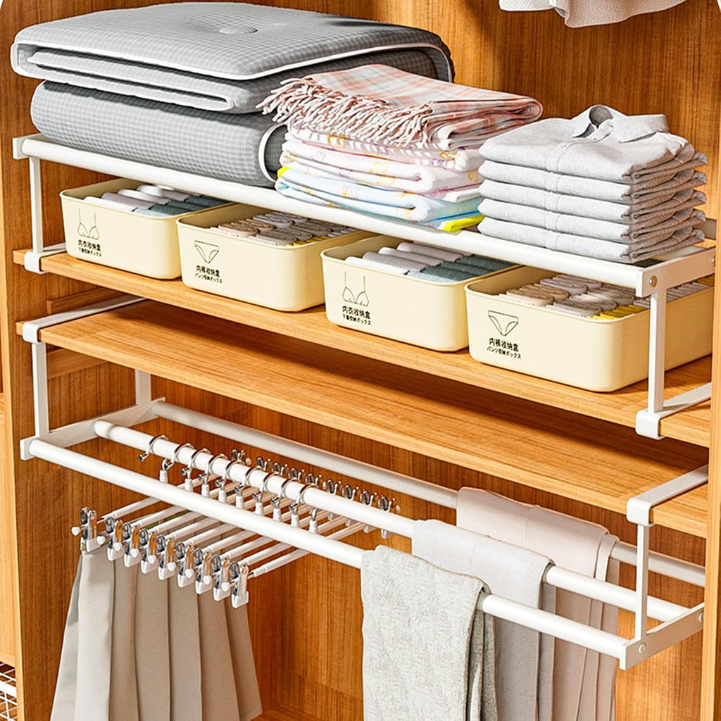 UFORU 4PC Expandable Shoe Rack for Closet,Hanging Shoe Rack Organizer,Black | Shoe Shelf Dividers,Adjustable Under Cabinet Shelf,Under Shelf Storage for Kitchen, Book, Clothing Storage and Organization