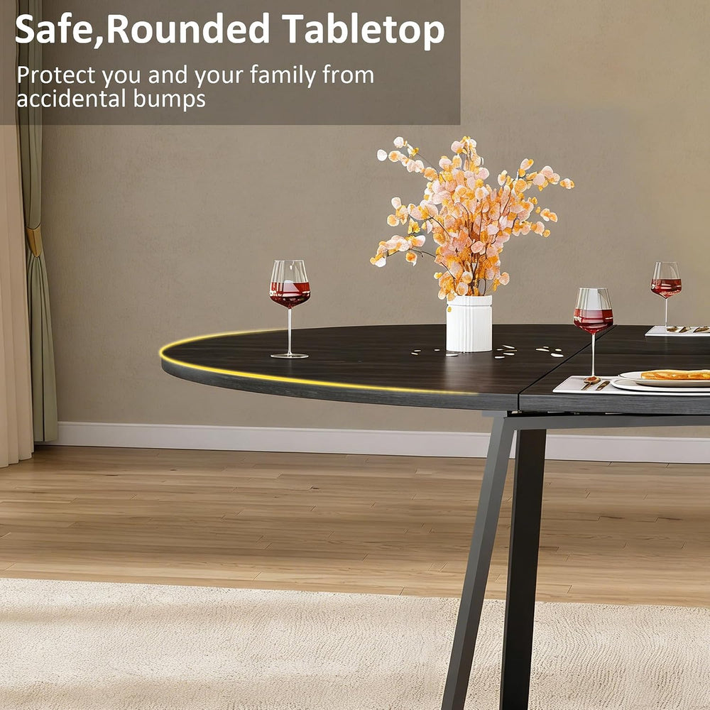 HUAHUU 60" Dining Table Set for 4-8, 5-Piece Extendable Round to Oval Ki...