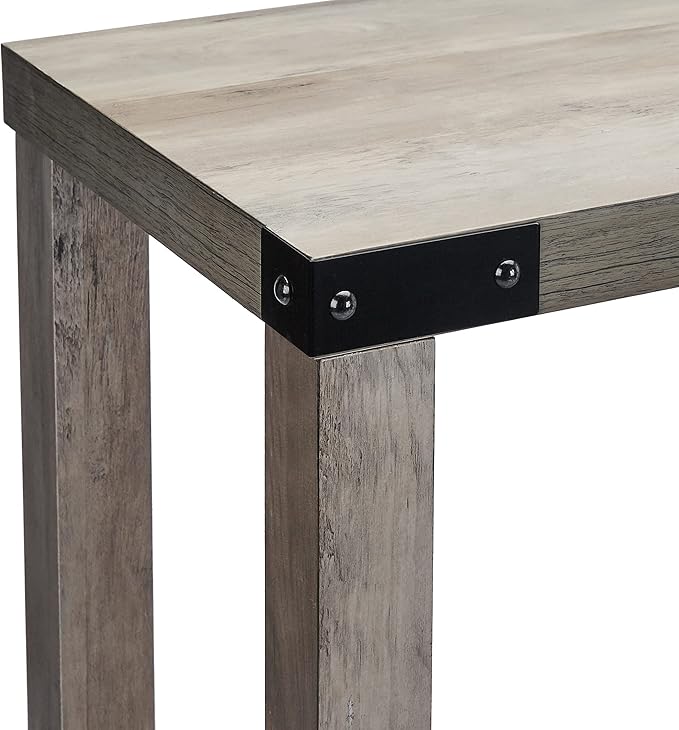 ROCKPOINT Furniture Barn Style Farmhouse Rectangle Accent Entryway Table, Grey Wash