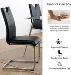 Goujxcy Dining Chairs Set of 4, Modern High Back Kitchen Chairs with Metal Legs and Faux Leather Padded Seat Upholstered Dining Chairs for Dining & Kitchen,Living Room (Black&Silver, Set of 4)