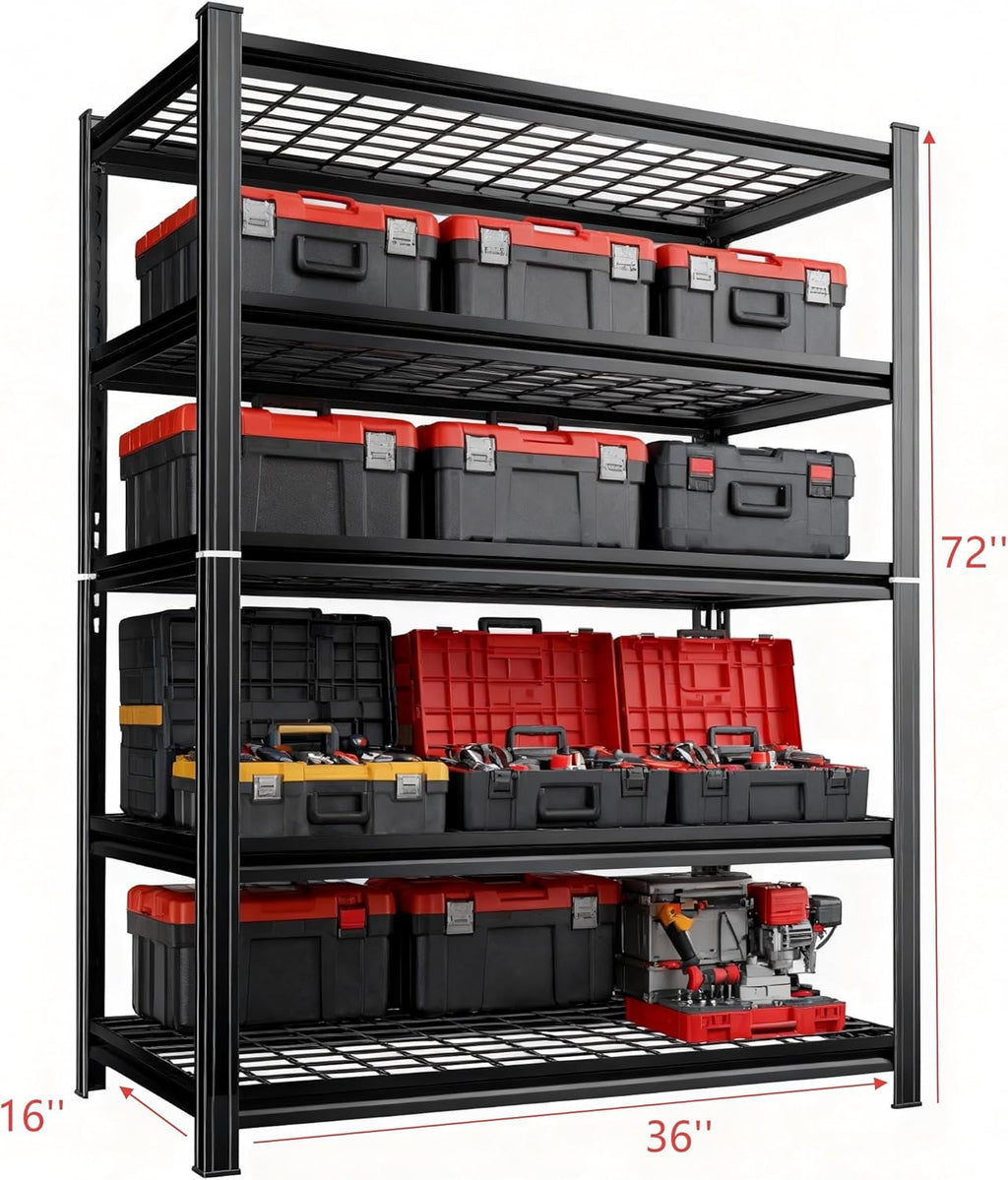 35''W Wire Shelving Unit, 3000 Lbs Heavy-Duty Garage Storage Shelves, 5-Tier Adjustable Reinforced Shelves for Laundry Rooms, Basements, Kitchens&Outdoor (35''W*16''D*72''H, 5-TIER-wire shelving)