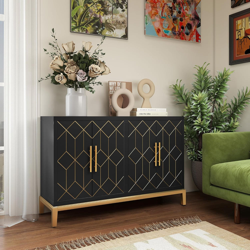 47.8" Storage Accent Cabinet with 4 Doors, Modern Sideboard Buffet Cabin...