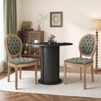 SoarFlash Kitchen Table and Chairs for 2, 31.5" Dining Table Set for 2 with Upholstered Chairs, 3 Piece Kitchen Table Set with Storage Shelf for Small Space, Apartment