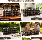 Wine Rack Bamboo Wine Racks Countertop,Sturdy Wine Rack for Inside Cabinet & Freestanding Floor,2 Set of 3-Tier 12 Bottles Racks for Kitchen,Cabinets,Home Bar,Wine Storage Racks(3-Tiers)