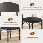 Dining Chairs Set of 4 - Upholstered Dining Room Chairs with PU Leather, Industrial Kitchen Chairs with Wooden Backrest and Thickened Metal Legs, for Dining Room, Living Room（Black）