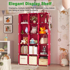 C&AHOME Cube Storage Organizer, 16-Cube Shelves Units, Plastic Storage Cubes, DIY Closet Organizer, Modular Closet Storage Shelves Ideal for Home, Bedroom, 48.4" L × 12.4" W × 48.4" H Red UPCS16R