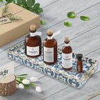 Bathroom Vanity Tray for Countertop, Small Plastic Toilet Tank Tray Versatile Storage & Organization Tray for Makeup, Perfume, Desk, Kitchen, Candles, 13.7"x6"x1.4", 35Boho1