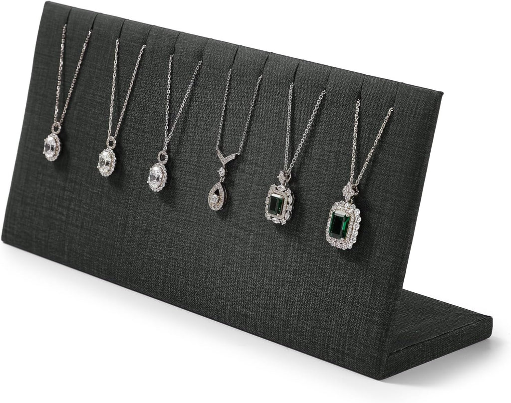 Leather Necklace Display Stand with Hooks for Jewelry Storage Display (Black)
