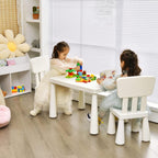 Costzon Kids Table and Chairs, 3 Piece Plastic Easy Clean Children Activity Desk for Reading, Drawing, Snack Time, Arts Crafts, Preschool, Kindergarten & Playroom, Toddler Table and Chair Set (White)