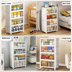 4 Tier Plastic Storage Bins with Lid 23QT, Stackable Storage Containers with Wheels, Folding Boxes, Collapsible Bins, Closet Organizers and for Living Room,Office,Dorm