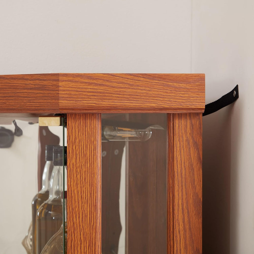 70" H Lighted Corner Curio Cabinet, Glass Display Cage with Tempered Gla...