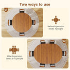 Itaar Round Extendable Dining Table Set for 4-6 People, 5-Piece Kitchen Table Set with 4 Cushion Chairs, Dining Room Table for 6 with MDF Board & Metal Frame for Small Space, Easy Clean, Brown