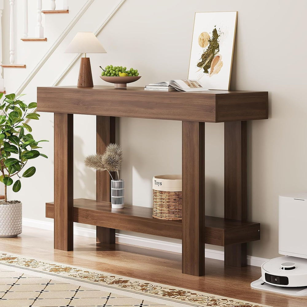 Console Table for Entryway, 47.2" Narrow Farmhouse Sofa Table Walnut | T...