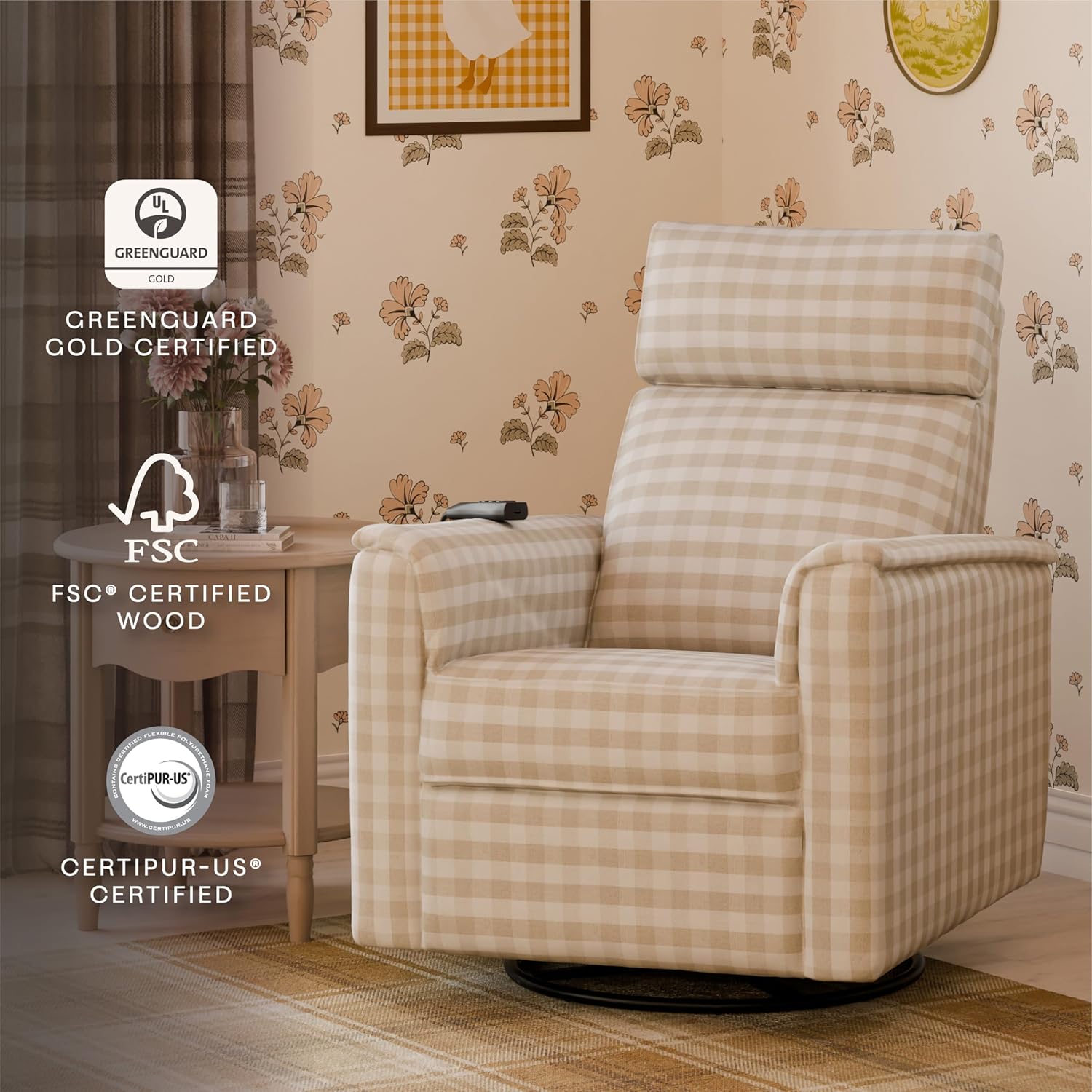 Namesake Willa Deluxe Power Recliner & Swivel Glider with Heat and Massage, Built-in USB Charging Port, Adjustable Headrest and Lumbar Support | Greenguard Gold and CertiPUR-US® Certified