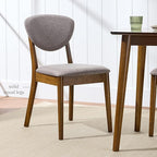 Best Choice Products Dining Chairs Set of 2, Mid-Century Modern Upholstered Wood, Armless w/Seat Cushion, Padded Backrest - Walnut/Medium Gray