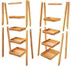 4-Tier Acacia Wood Display Ladder Shelf, Rustic Storage Stand for Fruits, Beverages, Snacks