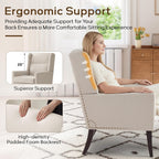 Zihanhome High Back Accent Chair, Fabric Upholstered Living Room Chairs | Modern Comfy Armchair with Wooden Legs for Living Room,Bedroom,Apartment,Reading Spaces. (1, Beige)