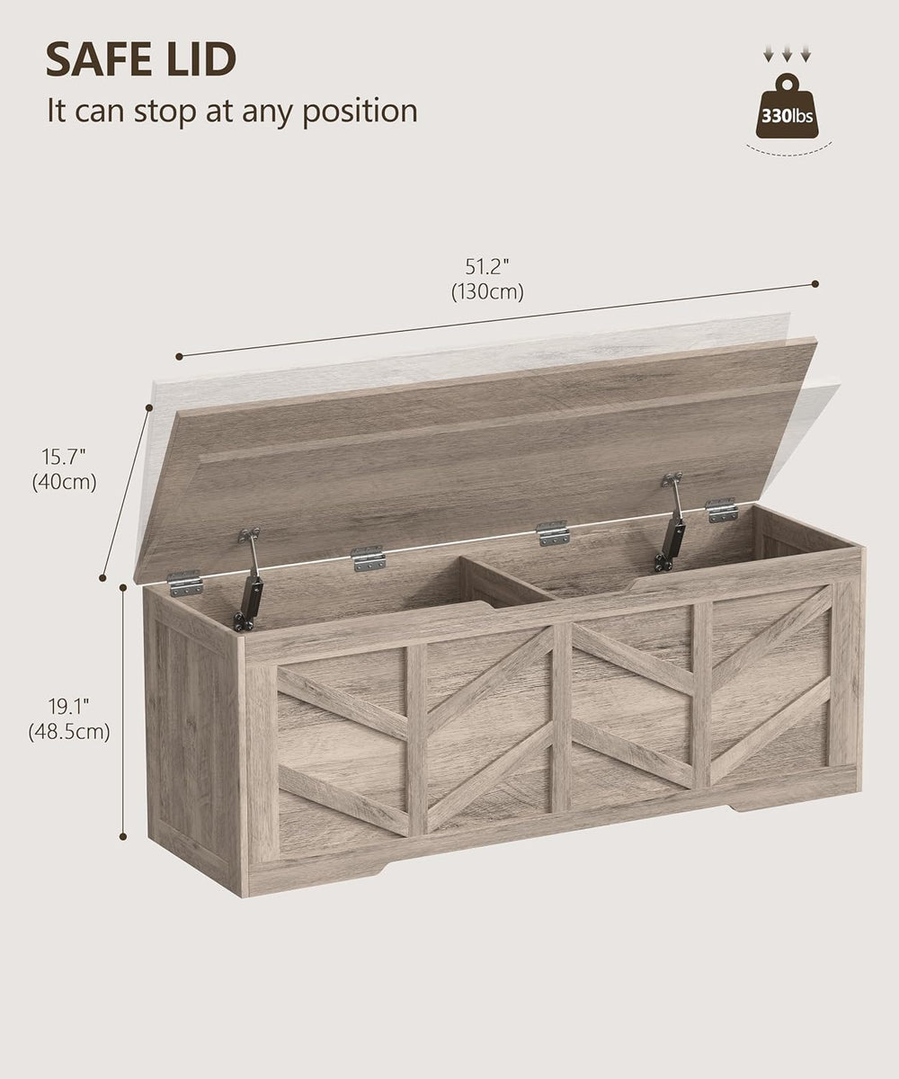 Extra Large Storage Chest, Storage Bench with 2 Safety Hinges | 51.2" St...