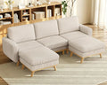 Vesgantti 97" Modular Sectional Sofa Light Gray, U-Shaped Couch with Movable Ottoman, Comfy Corduroy Couch with Spring Cushion, Modular Sofa with Deep Seat for Living Room, Bedroom and Apartment
