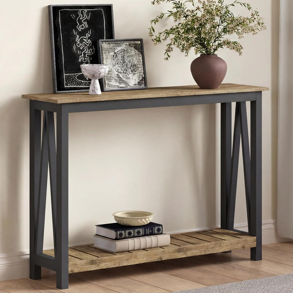 ChooChoo Farmhouse Console Table, Rustic Vintage Narrow Sofa Table for Entryw...