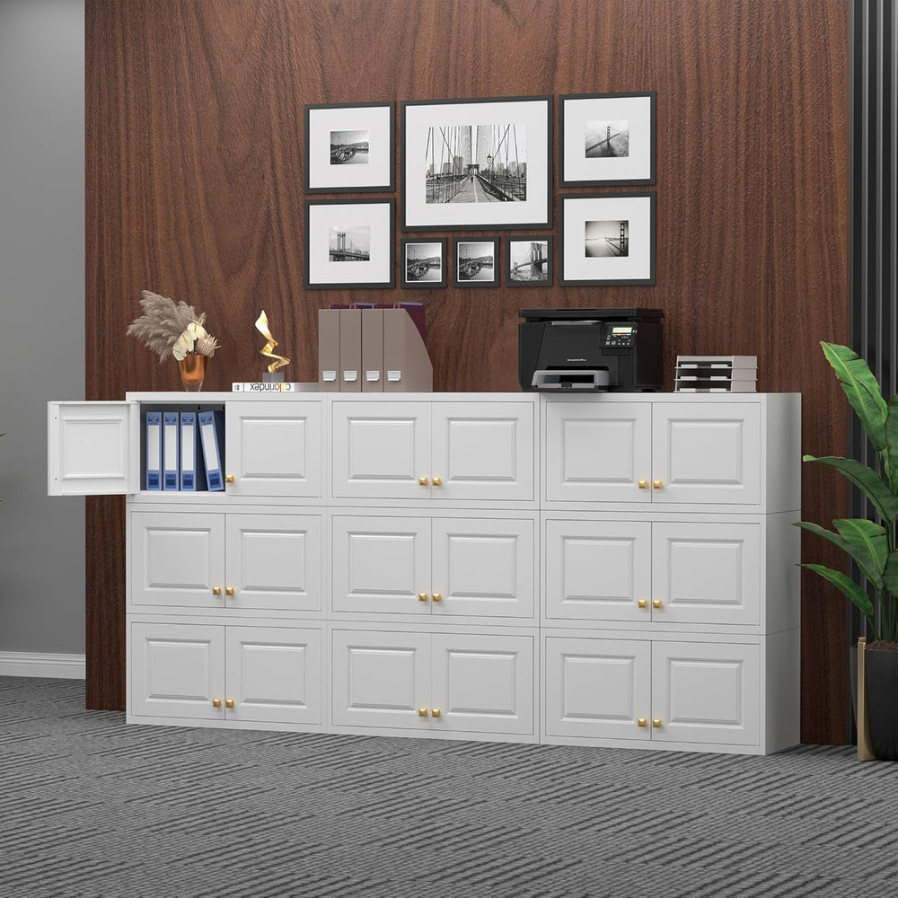 Metal Storage Cabinet with Doors, Small Kitchen Storage Cabinets, White Wall ...