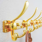 Dseap MaxStrong 2.0 Coat Rack Wall - 37” Long 10 Tri Hooks - Ultra Heavy-Duty Stainless Steel Wall Mount Coat Hanger, Hook Rail for Clothes Hats Jacket Towels Gold