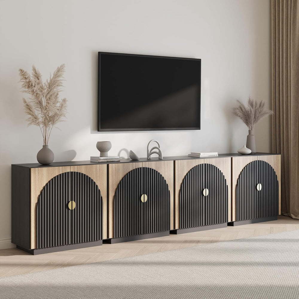 BELLEZE Set of 3 33" Stacked Sideboard Buffet Cabinet - Camel