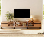 WAMPAT 3-in-1 Modern TV Stand for Up to 110 Inch TVs, Large Wood Entertainment Center Media Console with Storage Cabinets and Metal Base for Living Room, Mocha