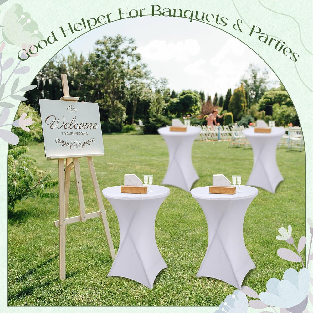 Wenqik 4 Pcs 32'' High Top Cocktail Table White Round Bar Height Fold...