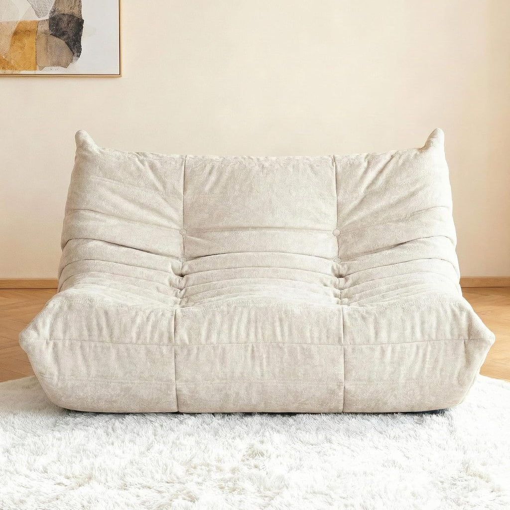 Kasunpul Bean Bag Chair, Giant Bean Bag Chairs for Adults, 2 Seater Lazy Bean Bag Sofa Memory Foam Couch, Loveseat Fireside Chair for Living Room, Bedroom, Office(Beige)