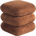 Get Set Style 360° Swivel Velvet Ottoman, Modern Upholstered Foot Stool, Multifunctional Vanity Chair Accent Stool for Small Space, Living Room, Bedroom, Entryway, Honey Ginger