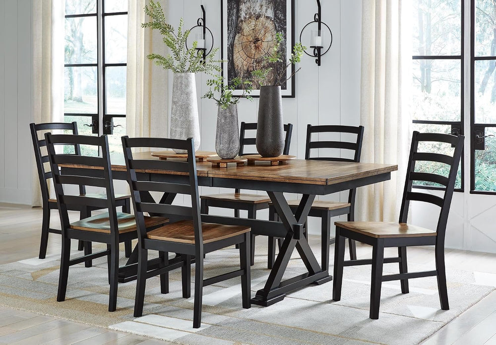Signature Design by Ashley Wildenauer Dining Chairs Set of 2, Modern Ladderba...