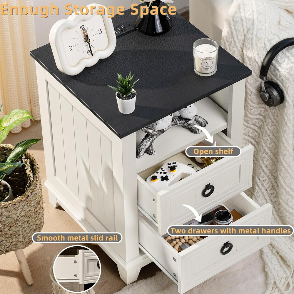 Joaxswe Farmhouse Coffee Table Set of 3, Charging Station Sets