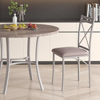VECELO Metal Dining Chairs Set of 4, Steel Legs and PU Leather Cushion Seats for Kitchen, Living Room, Grey